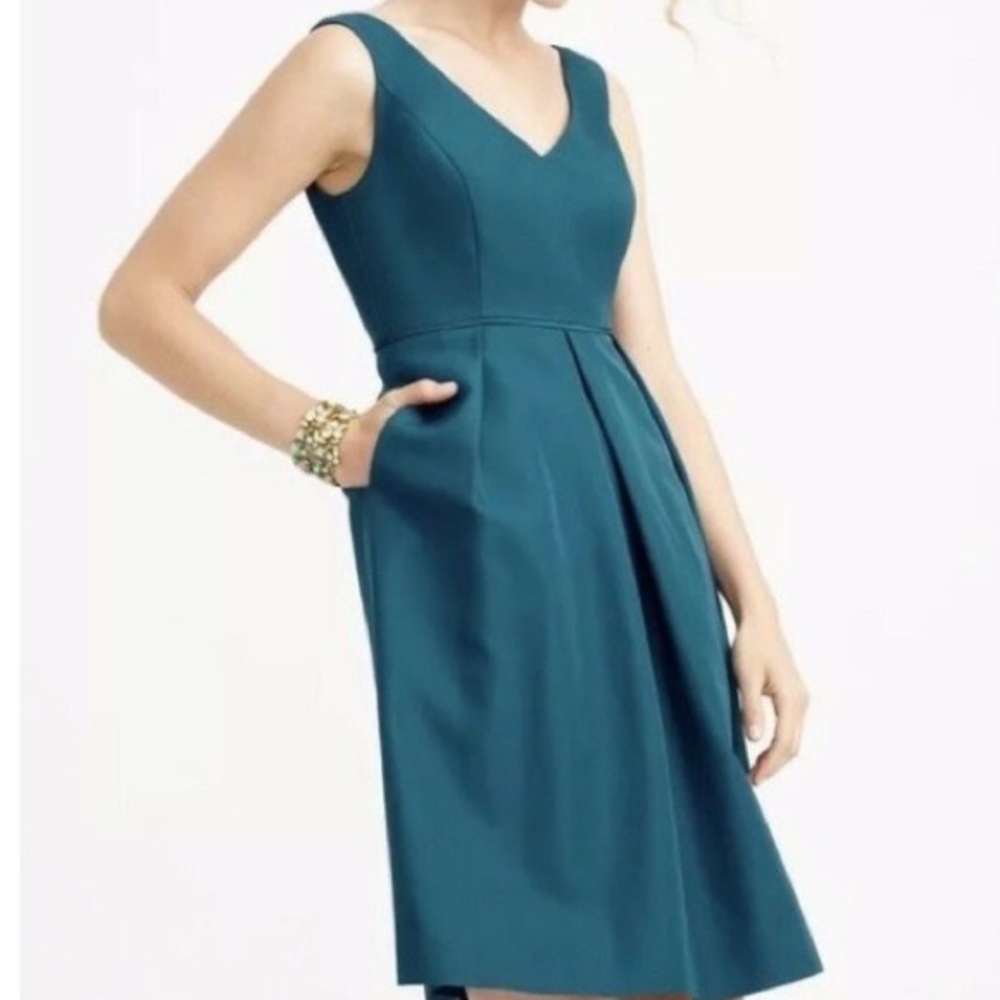J. Crew Teal Kami Dress in Classic Faillle
